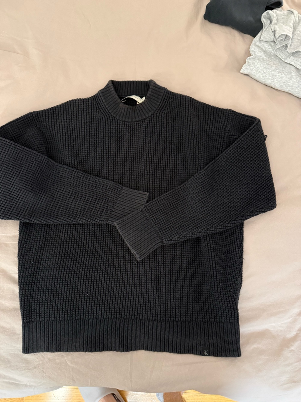 Calvin Klein Jeans Black Waffle Crewneck Sweater